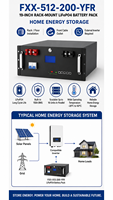 Baterai LiFePO4 Rakit Rak dengan BMS Pintar Terintegrasi 51.2V 200Ah 10.24kWh 6000 Siklus Hidup, WiFi Opsional untuk Kabinet Server