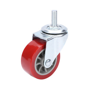 2.5-Inch Pu Screw Swivel Caster Wheel With Brake Silent Operation Red Polyurethane Fixed And Movable For Factory Use - Product Image 4