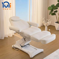Table de massage électrique blanche réglable pour esthéticienne moderne avec 4 moteurs et lit de spa pour cils, idéale pour salon