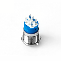 Interrupteur à bouton-poussoir verrouillable 19 mm, étanche, en métal, pour usage marin, marche/arrêt, bouton électronique, anneau LED, 5 broches, 1NO1NC