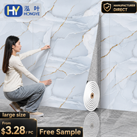 Papier peint autocollant pour salle de bain, effet marbre doré brillant, décoration intérieure, feuille murale en mousse autocollante