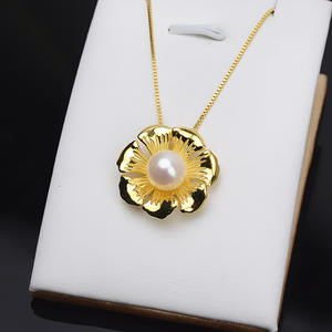 Colgante de Plata S925 con Cabeza de Flor de Concha Grande, 10-14 Perlas, Accesorios de Joyería DIY, Tocado para Mujer con Bandeja Vacía - Product Image 3