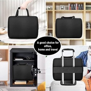 กล่องจัดเอกสารแบบขยายได้ 36x27x14 ซม. ผ้าคอมโพสิตซิลิโคนสีดำพร้อมที่จับสำหรับสำนักงาน บ้าน และการเดินทาง - Product Image 1