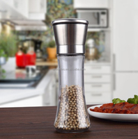 Moulin à sel et à poivre manuel en verre transparent de 180 ml de haute qualité pour la cuisine – Vente en gros à chaud