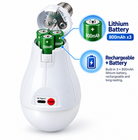 Ampoule LED IP54 6500K avec batterie au lithium et 3 batteries rechargeables par USB, E27 AC85-265V, 30W, pour salon et maison