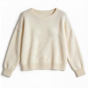 Maglione da <span class=keywords><strong>Donna</strong></span> Personalizzato Vintage Elegante, Oversize, Tinta Unita, Maniche Lunghe, in Misto Lana, Collo Tondo, Logo Frontale, Traspirante, 360g - Product Image 2