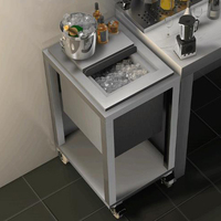 Troli Pendingin Es Stainless Steel Kapasitas Besar, Kotak Es, Stasiun Bar Koktail, Pendingin Es Stainless Steel Beroda