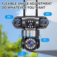 Cámaras de Seguridad CCTV Inalámbricas IP PTZ 4G Wifi de 10K HD con 4 Lentes, 1100000lm 6000W IP66, Lámpara Solar para Jardín y Calle