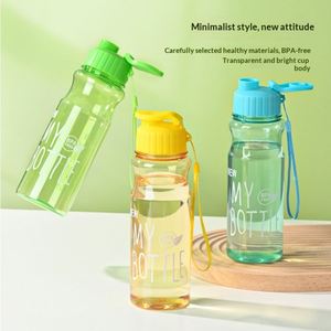 Botella de Agua Transparente de PET con Cordón, Tapa Abatible a Presión, a Prueba de Fugas, para Uso Deportivo, Escuela, Gimnasio y Viajes - Unisex - Product Image 2