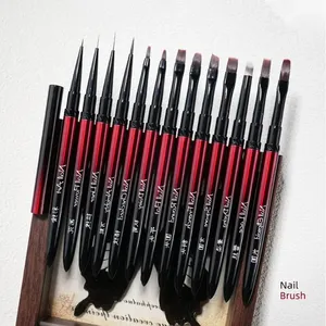 13Style Black Red Gradient Handle Nail Drawing Brushes For Manicure Lines Painting Gradient UV GEL Extension <b>Builder</b> Drawing Pen - Product Image 6