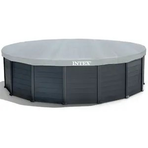 Piscines hors sol rondes <span class=keywords><strong>Intex</strong></span> 26384, ensemble de <span class=keywords><strong>piscine</strong></span> à panneaux gris graphite, piscines de jardin familiales en plein air - Product Image 1