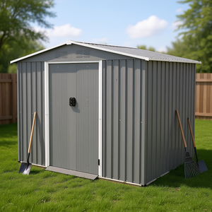 Caseta Metálica Gris para Todo Clima, 8x6 Pies, Puertas con Cerradura, Almacenamiento de Herramientas para Jardín, Patio Trasero - Product Image 2