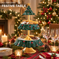 Support à gâteau de Noël en résine à 3 niveaux avec étoile sur le dessus, plateau de service pour desserts et fruits pour la table de fête