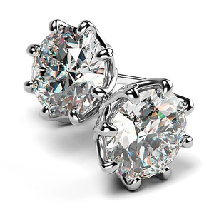 Orecchini a perno rotondi scintillanti da donna, semplici orecchini a lobo, gioielli alla moda per tutti i giorni - Product Image 1