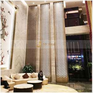 Lobby Gold Stainless Steel Durable Multifunctional Waterproof Translucent <b>Room</b> <b>Divider</b> Indoor <b>Hanging</b> Screen Partition - Product Image 3