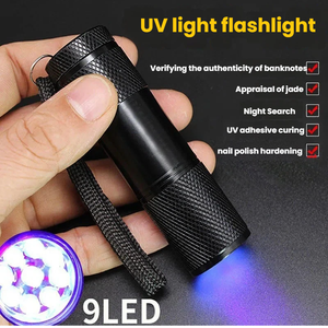 Mini 395nm Black Portable Ultraviolet Light 9 LED UV Flashlight for Pet Urine Stains for <strong>Scorpion</strong> Searching Pet Urine Detection - Product Image 1