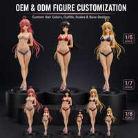 Figurine PVC Fille Anime avec Impression par Tamponnage, Yeux Détaillés, Deux Tresses Roses, Pose en Maillot de Bain, Modèle de Collection Garage Kit, Statue