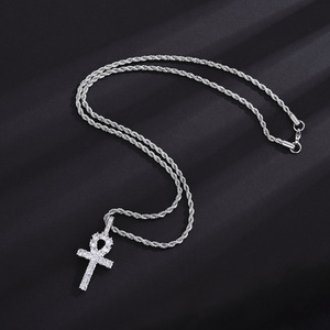 Anka Cross Pendant Micro Insert Zircon Hip Hop Necklace For Men Silver Gold Color - Product Image 4