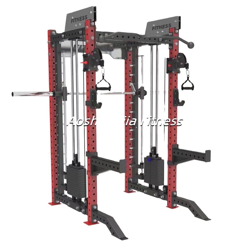 Çok fonksiyonlu Squat çerçevesi Combo Smith kablo Crossover güç rack'i Pully spor ekipmanları multipower ev spor salonu fonksiyonel eğitmen