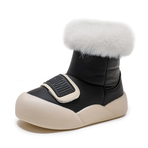 Bottes de neige en cuir à hauteur de cheville pour enfants, bottes de neige en fourrure pour filles, bottes de neige imperméables pour enfants, bottes de neige de marque pour enfants - Product Image 1