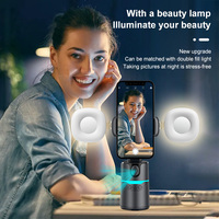 Estabilizador de Gimbal con Seguimiento Facial Automático por IA, Rotación de 360°, Control por Gestos con Luz RGB para Smartphones, Videos en Vivo y Vlogs