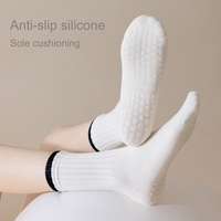 Chaussettes de yoga, de danse et de Pilates respirantes en coton double couche de haute qualité avec logo personnalisé, faible MOQ, antidérapantes et à grip renforcé