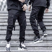Pantalons cargo décontractés pour hommes, prix d'usine, noir pur, poche latérale, design simple, leggings durables pour hommes