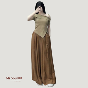 Pantalon large en velours teint pour femme avec cordon de serrage et taille élastique, respirant, idéal pour l'été (OEM) - Product Image 1