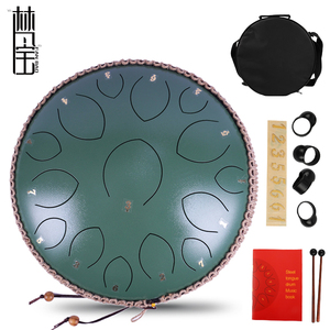 Tambor de lengua de acero de 14 pulgadas, instrumento de percusión de relajación con 15 notas, <span class=keywords><strong>Fanbao</strong></span>, fruta verde - Product Image 1