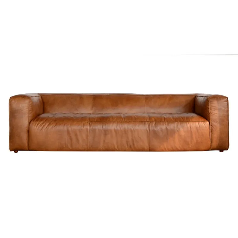 Sofa Da Chesterfield Châu Âu Ghế Dài Cổ Điển Bằng Gỗ Trơn