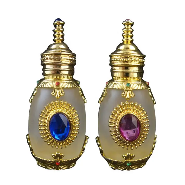 Bouteille d'huile de parfum rechargeable 12ml 15ml, prix d'usine, bouteille de luxe en alliage d'or, style arabe, modèle Oriental personnalisé