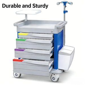 Troli Medis C-036A-14500 Peralatan Rumah Sakit Gerobak Darurat dengan Rak <span class=keywords><strong>Defibrillator</strong></span> Laci Bahan Logam dan Plastik - Product Image 6