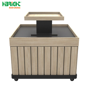 Présentoir commercial durable pour supermarché Promotion métallique en bois Poubelle verger avec espace de stockage supplémentaire - Product Image 6