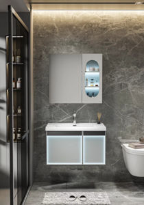 โต๊ะเครื่องแป้งในเชิงพาณิชย์พร้อมกระจก<span class=keywords><strong>อ่าง</strong></span>ล้างหน้าสำหรับโรงแรมตู้ห้องน้ำขนาดเล็กกันน้ำมีไฟ - Product Image 4