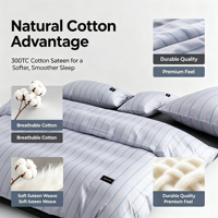 Parure de lit moderne 100 % coton écologique respirante taille Queen, 300 fils/cm², douce, comprenant drap, taies d'oreiller et housse de couette