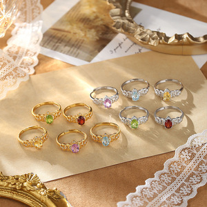 8 Anillos Ajustables de Piedra Natural de Corte Ovalado de 5*7mm de Alta Calidad, Joyería Vintage de Plata 925 Chapada en Oro, para Regalo - Product Image 5