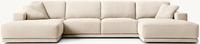 Canapé design italien pour salon, mobilier en tissu rembourré, canapé sectionnel en U avec assise épaisse, profonde et large