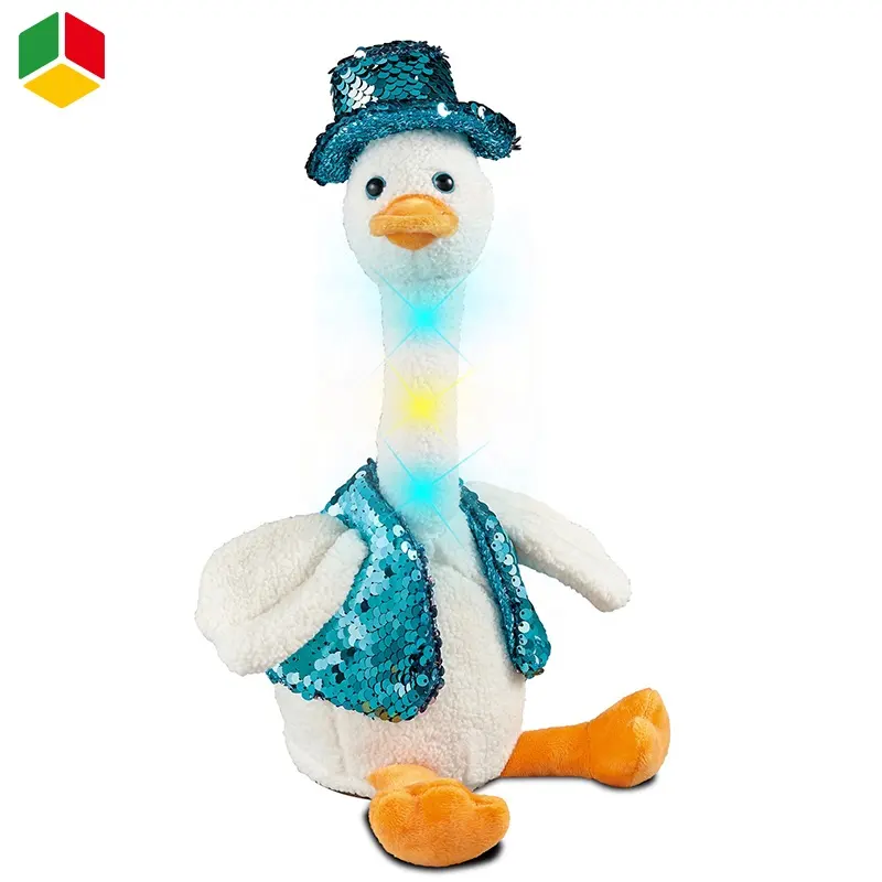 QS OEM Factory Battery Operated Plush Toys Repeating Recording Singing Electric Dancing Duck Toy For Kids