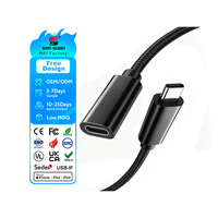 Cable de Extensión USB C de 0.5M 1M, USB4 Versión 2, Tipo C a Tipo C, 80Gbps, Función Completa, 240W PD3.1, USB4 V2