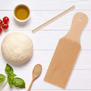 Planche à gnocchis en bois et rouleau à pâtes antiadhésifs, pour la préparation maison de gnocchis et de garganelli, spatule à beurre incurvée et rayée, ustensile de cuisine - Product Image 2