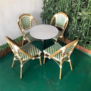 JXT Rattan Outdoor Restaurant Garden Parisian <strong>Bistro</strong> Dining Stackable French Style Rattan <strong>Bistro</strong> <strong>Table</strong> <strong>and</strong> <strong>Chair</strong> Outdoor - Product Image 3