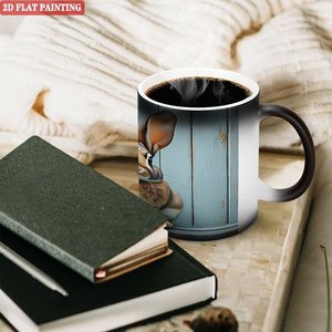 <b>Ceramic</b> Mug 11oz Frosted Black Color Changing Magic <b>Cup</b> For Cappuccino Lovers - Product Image 3