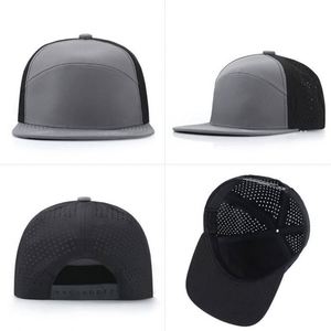 หมวกแก๊ปแบบ snapback 7 แผง ปักโลโก้ PVC คุณภาพสูง ผลิตตามสั่ง (OEM) สำหรับขายส่ง กันน้ำ มีรูเจาะแบบเลเซอร์ - Product Image 6