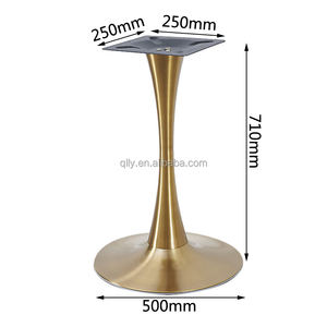 قاعدة طاولة من الفولاذ المقاوم للصدأ على شكل زهرة التوليب، أرجل طاولة ذهبية متينة مع قاعدة دائرية لطاولات الفنادق والمطاعم والمقاهي - Product Image 2
