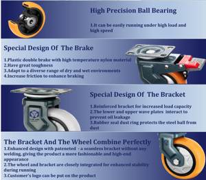 Großhandel glatt geräuschlos Universal rad rotierende Gewindes tange Verriegelung rotierende schwere Wagen rollen - Product Image 4