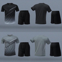 Conjunto Deportivo de Camiseta y Pantalones Cortos Transpirables, de Secado Rápido, Antibacteriano y que Absorbe la Humedad, con Detalles Reflectantes para Entrenamiento, Venta al Por Mayor