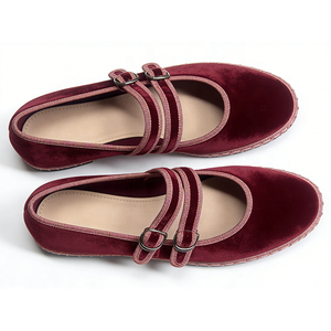 <span class=keywords><strong>Ballerine</strong></span> da Donna in Velluto di Lusso con Doppio <span class=keywords><strong>Cinturino</strong></span> Regolabile, Comode, Antiscivolo, a Punta Chiusa, Morbide, Scarpe Autunnali Slip-On - Product Image 3
