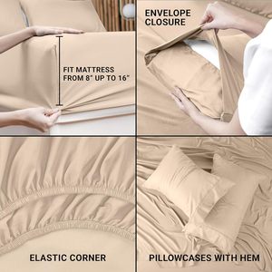 Ensemble de 4 pièces durables de literie en microfibre brossée résistante à la <span class=keywords><strong>d</strong></span>écoloration avec taies <span class=keywords><strong>d</strong></span>'<span class=keywords><strong>oreiller</strong></span> - Product Image 4