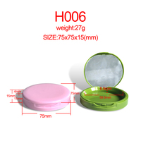H006 Récipient compact vide rond de poudre compacte de marque de distributeur personnalisée avec boîte à poudre compacte miroir