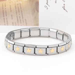 Stainless Steel Italian Modular <b>Bracelet</b> Heart And Star Pattern Unisex Fashion Charm <b>Bracelet</b> Gift Jewelry - Product Image 4